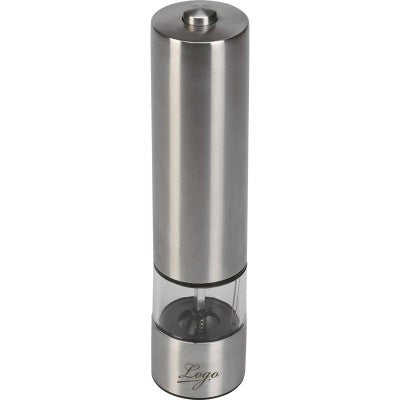 Branded Promotional ELECTRIC STAINLESS STEEL METAL PEPPER MILL in Silver Salt or Pepper Mill From Concept Incentives.
