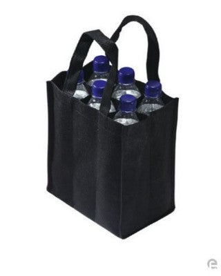 Branded Promotional BOTTLE SHOPPER BAG in Black Bottle Carrier Bag From Concept Incentives.