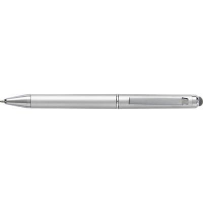 Branded Promotional PLASTIC TWIST ACTION BALL PEN & TOUCH SCREEN STYLUS in Silver Pen From Concept Incentives.