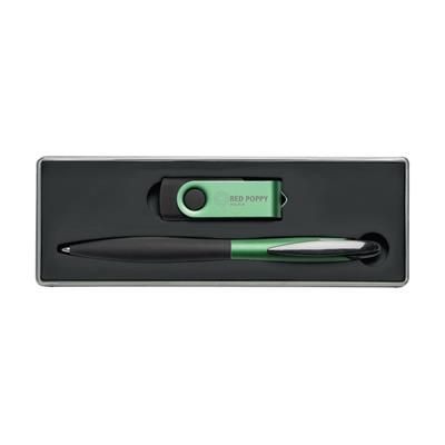 Branded Promotional USB GIFT SET in Green Memory Stick USB From Concept Incentives.