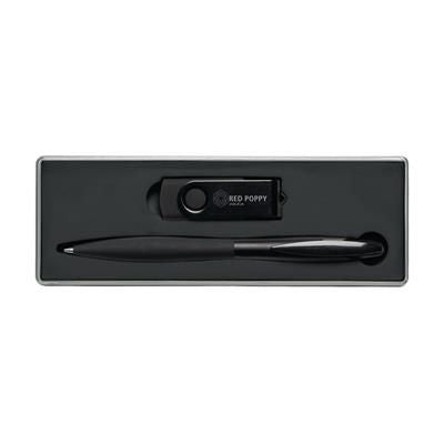 Branded Promotional USB GIFT SET in Black Memory Stick USB From Concept Incentives.