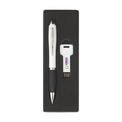 Branded Promotional USB GIFTSET 8 GB FROM STOCK in White Memory Stick USB From Concept Incentives.