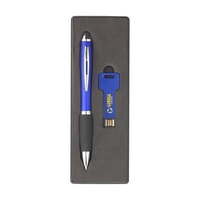 Branded Promotional USB GIFTSET 8 GB FROM STOCK in Dark Blue Memory Stick USB From Concept Incentives.