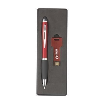 Branded Promotional USB GIFTSET 8 GB FROM STOCK in Red Memory Stick USB From Concept Incentives.