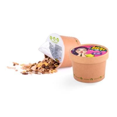 Branded Promotional MUESLI CUP Cereal From Concept Incentives.
