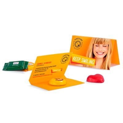 Branded Promotional PROMOTION BUSINESS CARD FORMAT RITTER SPORTS CHOCOLATE BITES OR FRIEDEL CHOCOLATE HEART Chocolate From Concept Incentives.