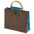 Branded Promotional JUTE BAG with Bamboo Grip in Light Blue Bag From Concept Incentives.