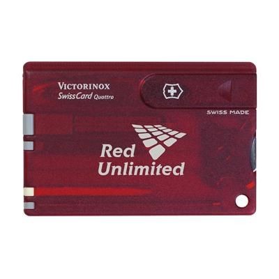 Branded Promotional VICTORINOX SWISSCARD QUATTRO in Transparent Red Multi Tool From Concept Incentives.