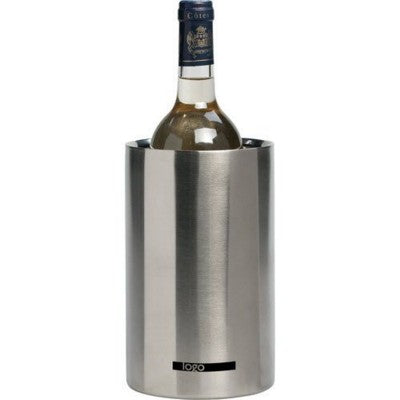 Branded Promotional COOL STEEL DOUBLE WALLED STAINLESS STEEL METAL WINE BOTTLE COOLER in Silver Bottle Cooler From Concept Incentives.