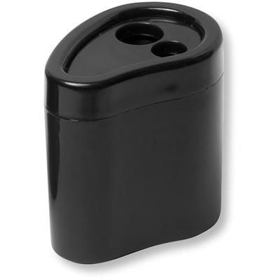 Branded Promotional NEON FLUORESCENT 2 HOLE SHARPENER in Solid Black Pencil Sharpener From Concept Incentives.