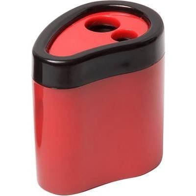 Branded Promotional NEON FLUORESCENT 2 HOLE SHARPENER in Solid Red Pencil Sharpener From Concept Incentives.