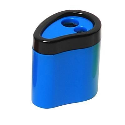 Branded Promotional NEON FLUORESCENT 2 HOLE SHARPENER in Solid Blue Pencil Sharpener From Concept Incentives.