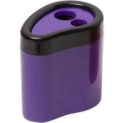 Branded Promotional NEON FLUORESCENT 2 HOLE SHARPENER in Solid Purple Pencil Sharpener From Concept Incentives.