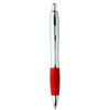 Branded Promotional IMAGE SILVER RETRACTABLE PLASTIC BALL PEN in Silver Finish with Red Rubber Grip Pen From Concept Incentives.