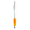 Branded Promotional IMAGE SILVER RETRACTABLE PLASTIC BALL PEN in Silver Finish with Orange Rubber Grip Pen From Concept Incentives.