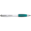 Branded Promotional IMAGE WHITE RETRACTABLE PLASTIC BALL PEN in Turquoise Pen From Concept Incentives.