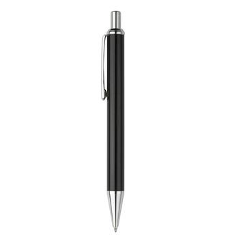 Branded Promotional CORPORATE PUSH BUTTON ACTION METAL BALL PEN in Black Pen From Concept Incentives.