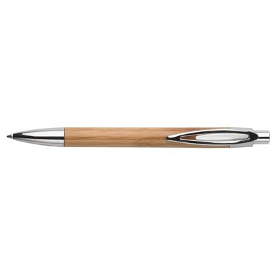 Branded Promotional BAMBOO PUSH BUTTON PEN with Silver Fittings Pen From Concept Incentives.