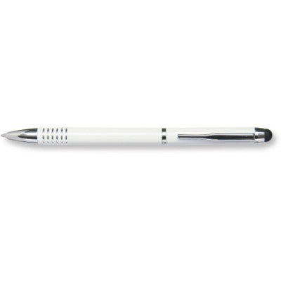 Branded Promotional STYLUS PEN TWIST ACTION METAL BALL PEN in White Pen From Concept Incentives.