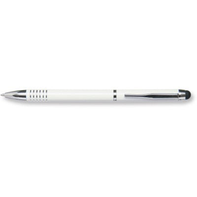 Branded Promotional STYLUS PEN TWIST ACTION METAL BALL PEN in White Pen From Concept Incentives.