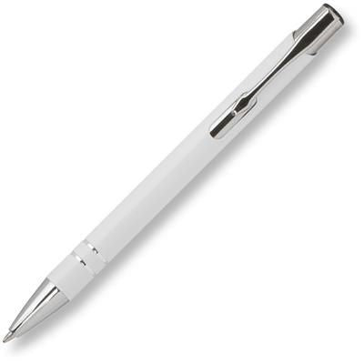 Branded Promotional RETRO PUSH BUTTON ACTION METAL BALL PEN in White Pen From Concept Incentives.