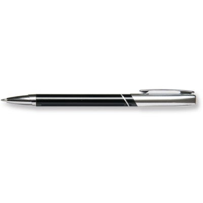 Branded Promotional MONARCH PUSH BUTTON ACTION METAL BALL PEN in Black Pen From Concept Incentives.