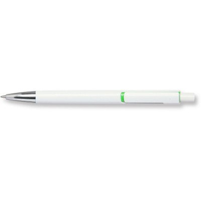 Branded Promotional SKATER FT SOLID WHITE BARREL PEN with Green Trim Pen From Concept Incentives.