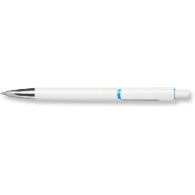 Branded Promotional SKATER FT SOLID WHITE BARREL PEN with Light Blue Trim Pen From Concept Incentives.