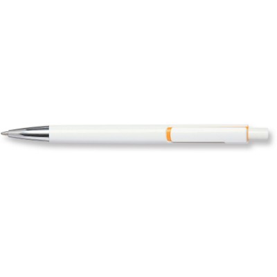 Branded Promotional SKATER FT SOLID WHITE BARREL PEN with Orange Trim Pen From Concept Incentives.