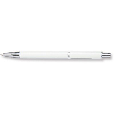 Branded Promotional SKATER EXTRA SOLID WHITE BARREL PEN with Silver Colour Nose Cone Pen From Concept Incentives.