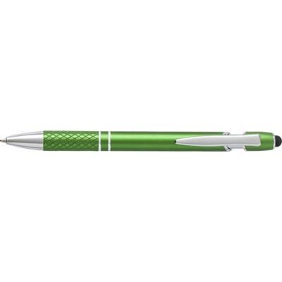 Branded Promotional ALUMINIUM METAL BALL PEN & TOUCH SCREEN STYLUS in Green Pen From Concept Incentives.
