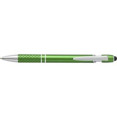 Branded Promotional ALUMINIUM METAL BALL PEN & TOUCH SCREEN STYLUS in Green Pen From Concept Incentives.