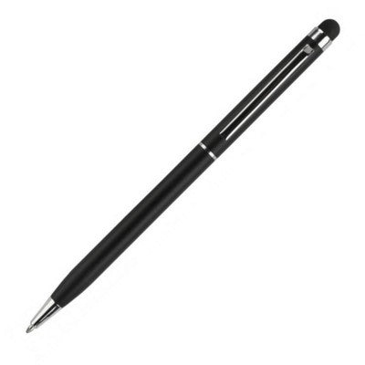 Branded Promotional TOUCH & WRITE BALL PEN in Black with Silver Trim & Stylus Pen From Concept Incentives.