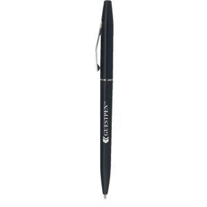 Branded Promotional GUESTPEN SLIM TWIST ACTION PLASTIC BALL PEN in Solid Black Pen From Concept Incentives.