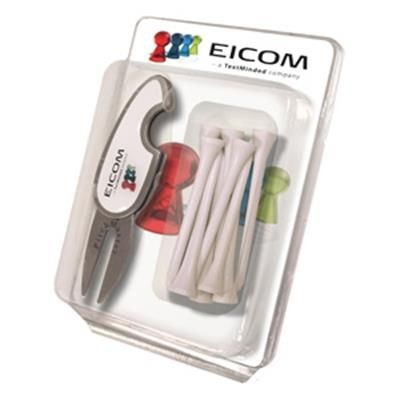 Branded Promotional PITCHMASTER GOLF TEE BLISTER PACK Golf Gift Set From Concept Incentives.