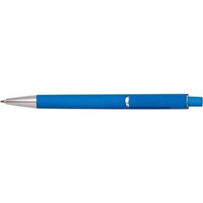 Branded Promotional SKATER NEON FLUORESCENT RETRACTABLE PLASTIC BALL PEN in Blue Pen From Concept Incentives.