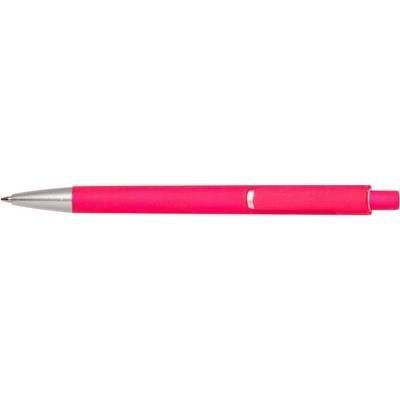 Branded Promotional SKATER NEON FLUORESCENT RETRACTABLE PLASTIC BALL PEN in Pink Pen From Concept Incentives.