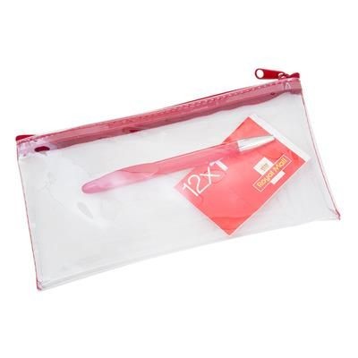 Branded Promotional LEXICON PENCIL CASE in Clear-red Pencil Case From Concept Incentives.