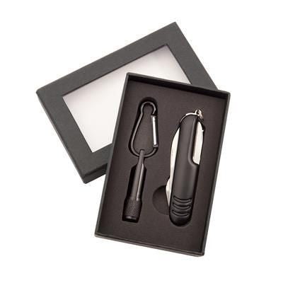 Branded Promotional SET with 1 LED Torch & 7 Functions Pocket Knife Multi Tool From Concept Incentives.