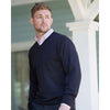 Branded Promotional RUSSELL COLLECTION MENS V NECK KNITTED JUMPER Jumper From Concept Incentives.