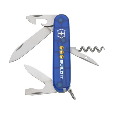 Branded Promotional VICTORINOX SPARTAN KNIFE in Transparent Blue Knife From Concept Incentives.