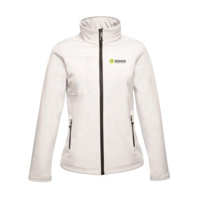 Branded Promotional REGATTA OCTAGON II SOFTSHELL JACKET LADIES in White Jacket From Concept Incentives.