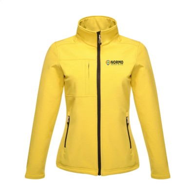 Branded Promotional REGATTA OCTAGON II SOFTSHELL JACKET LADIES in Yellow Jacket From Concept Incentives.