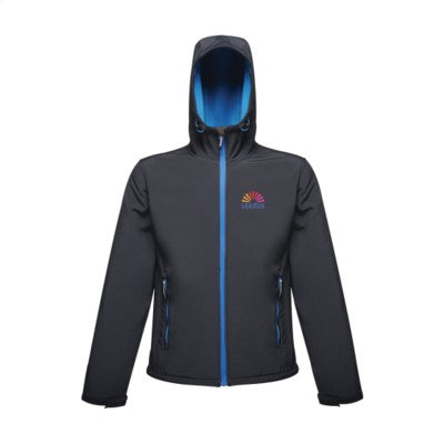 Branded Promotional REGATTA STANDOUT ARLEY II HOODED HOODY SOFTSHELL JACKET MENS in Navy Jacket From Concept Incentives.