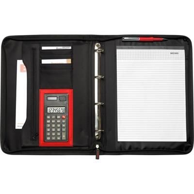 Branded Promotional A4 ZIP AROUND NYLON CONFERENCE FOLDER in Black Conference Folder From Concept Incentives.