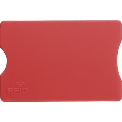 Branded Promotional PLASTIC CARD HOLDER in Red Credit Card Holder From Concept Incentives.