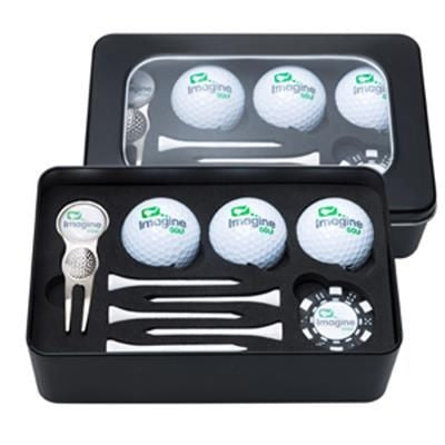 Branded Promotional HOYLAKE TIN PLAIN TEES Golf Gift Set From Concept Incentives.