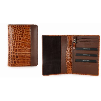 Branded Promotional CROCO PRINT PASSPORT WALLET in Tan Passport Holder Wallet From Concept Incentives.