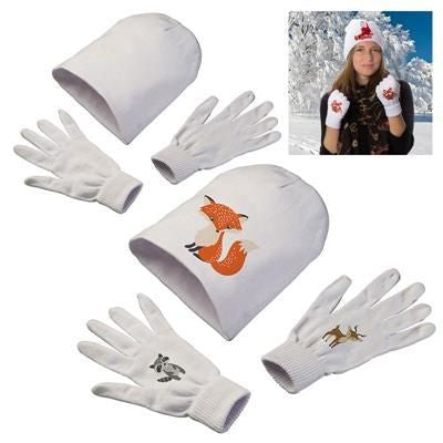 Branded Promotional SET OF BEANIE AND GLOVES Hat From Concept Incentives.