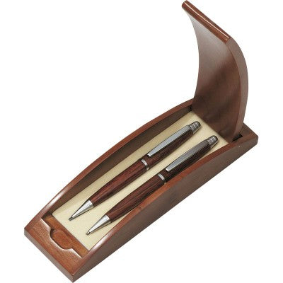 Branded Promotional MASTERCLASS WRITING SET in Wood Pen Set From Concept Incentives.